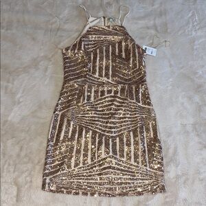 Sequin Striped Gold Dress